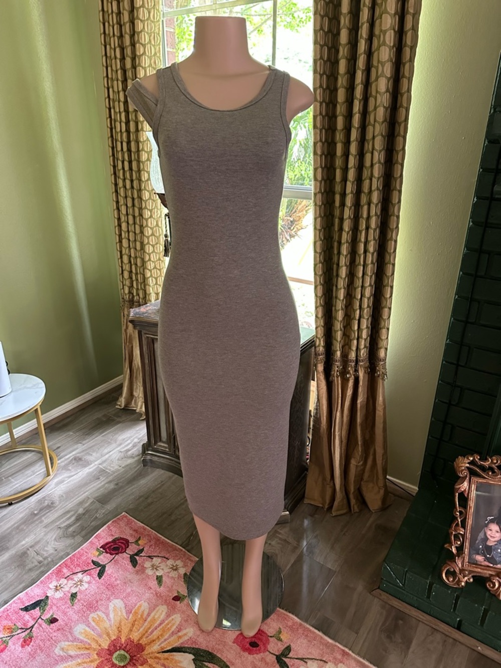 Gray Sleeveless Midi Dress